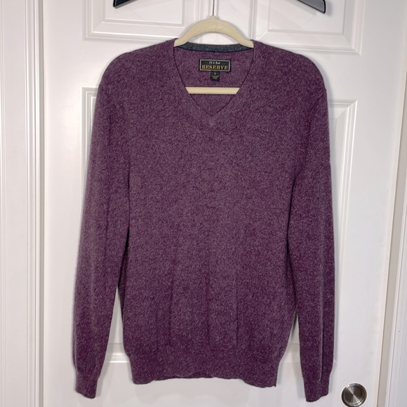 Jos A Bank Reserve Size Large Cashmere V-Neck Sweater In Purple Long Sleeve - Picture 1 of 13